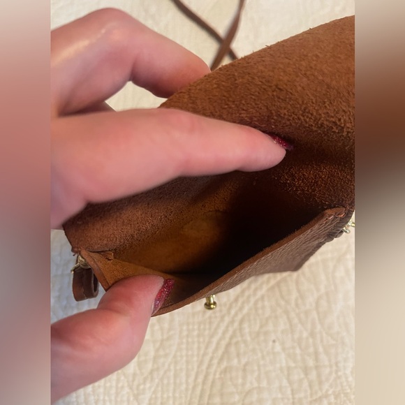 Custom Camel w/ Brown Leather Wrap Small Satchel w/ Gold Toned Details - Picture 6 of 6